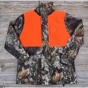BUSHMASTER Mens MED Camo Hunting Safety Orange Coat Jacket Waterproof Jacket